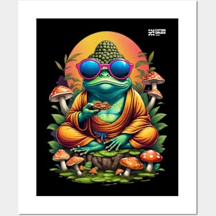 Techno T-Shirt - Psychedelic Frog - Catsondrugs.com - Techno, rave, edm, festival, techno, trippy, music, 90s rave, psychedelic, party, trance, rave music, rave krispies, rave flyer T-Shirt Posters and Art